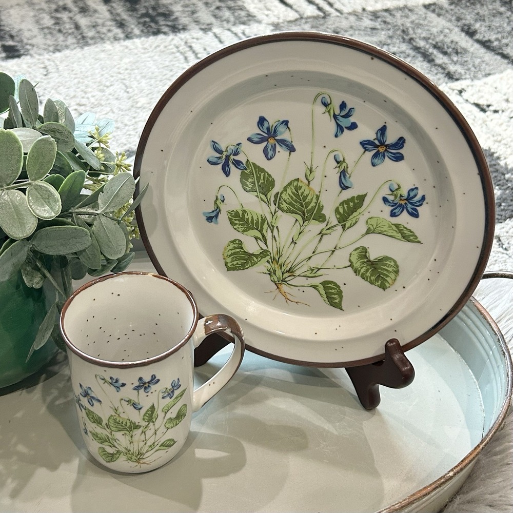 Vtg Violet Plate Royal Domino Japan Botanical Garden Set 8" Plate‎ & Cup